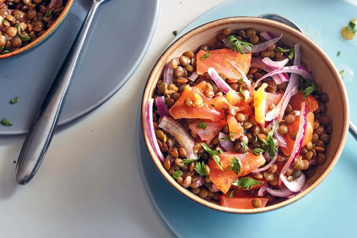 Salade De Lentilles Vertes Et Saumon Fumé