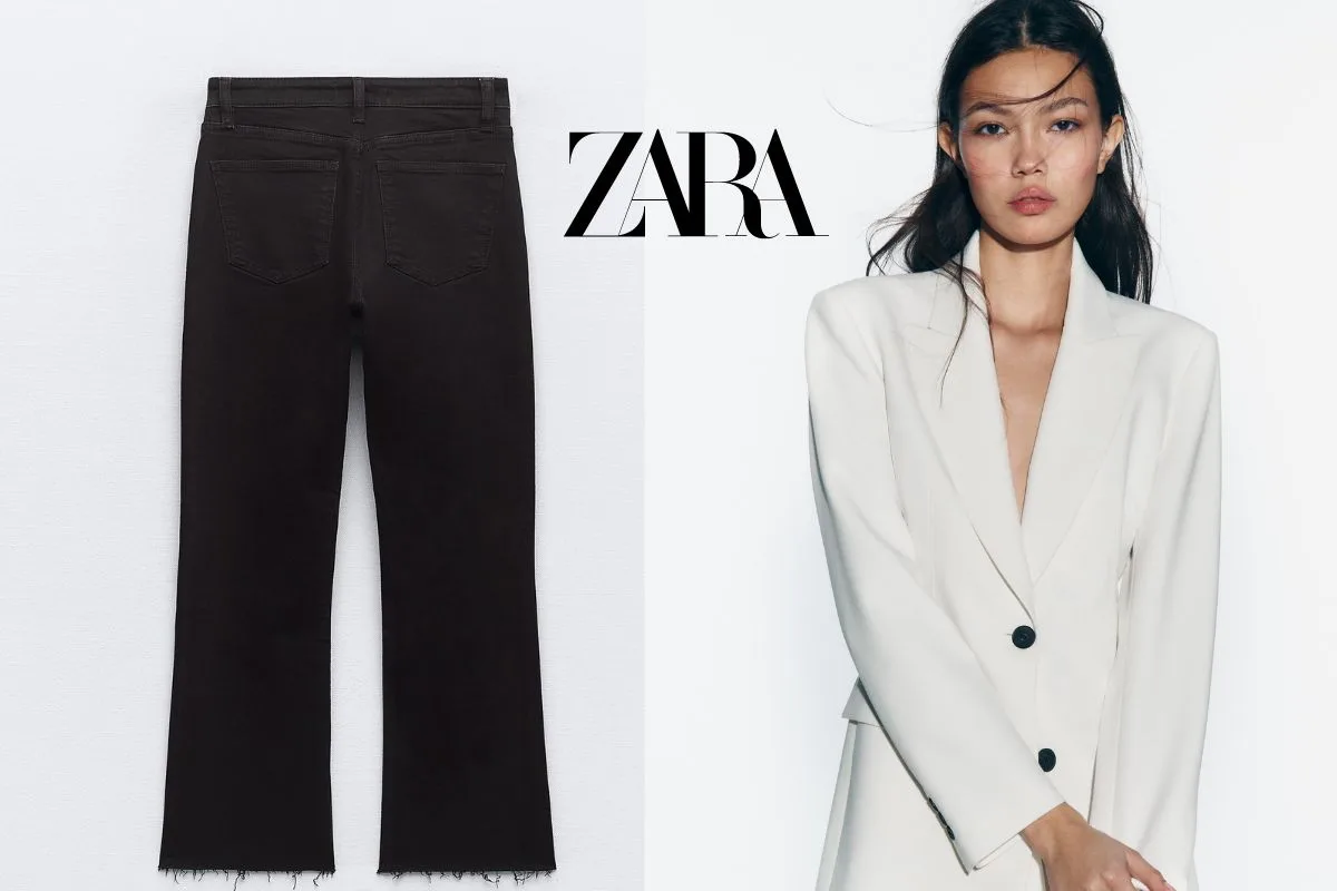 Blazer blanc éclatant à la combinaison en jean pantalon de Zara