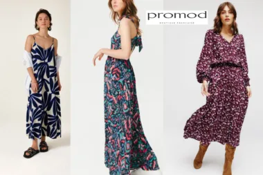 Trois femmes portant des robes printanières de la collection Promod