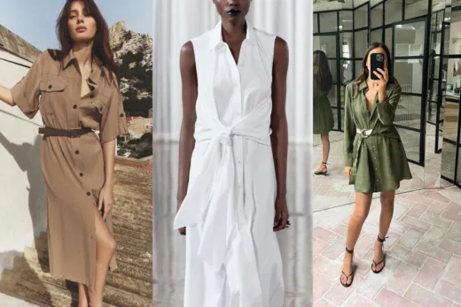 Trois femmes portant différentes robes élégantes Zara, parfaites pour des sorties estivales.